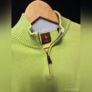 Tailorbyrd Quarter Zip Sweater Lime Green Bright Pullover XL/TG Cotton Knit LNC